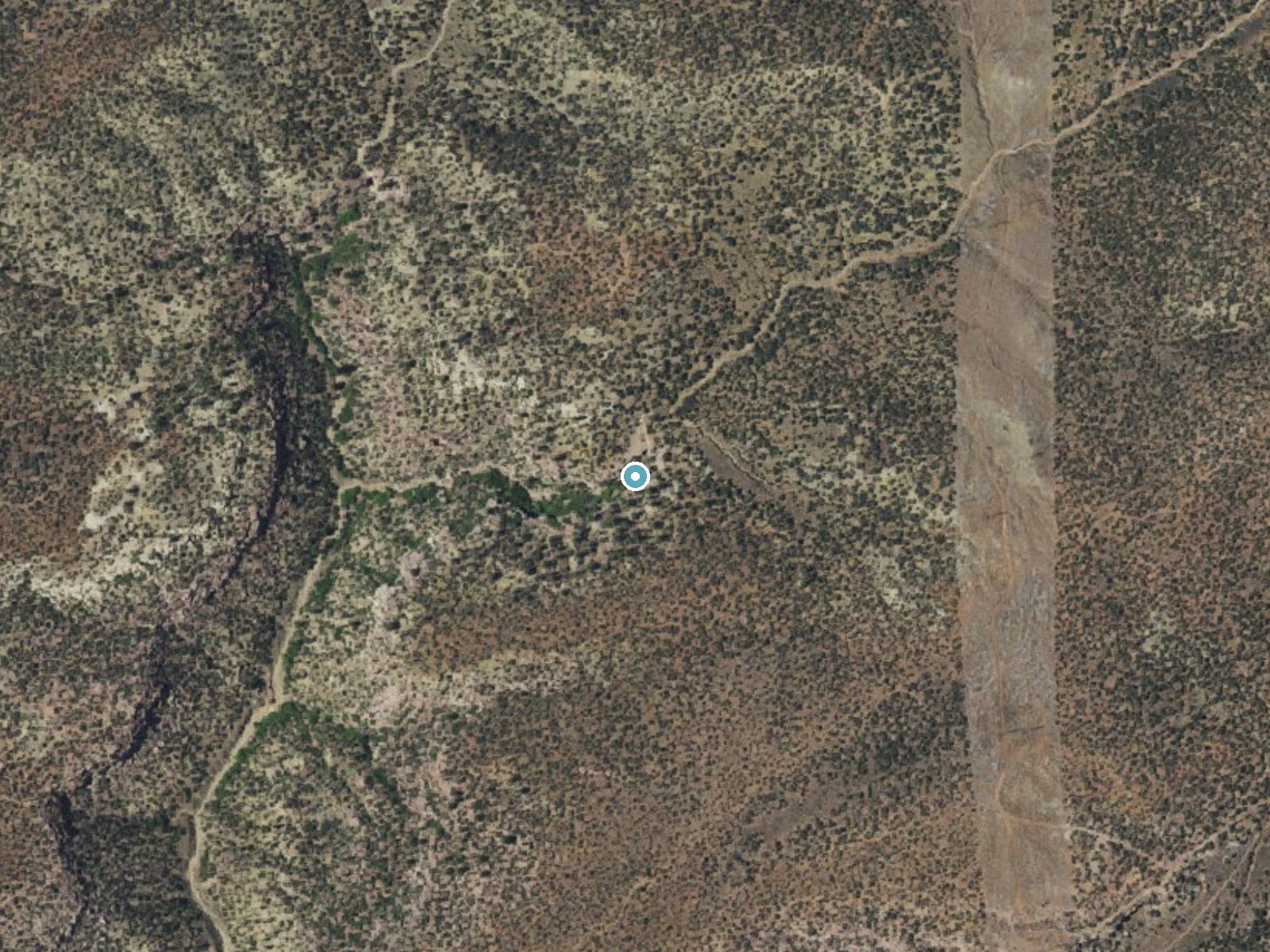 Aerial photo of the same ground around Big Falls near Williams Acres, New Mexico, for comparison with the lidar view