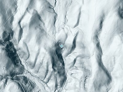 LiDAR terrain view around Bead and Lace Falls in North Carolina, about 176 feet of drop