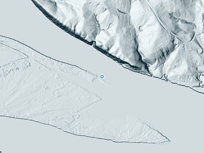 LiDAR terrain view around Webbers Falls (historical) in Oklahoma
