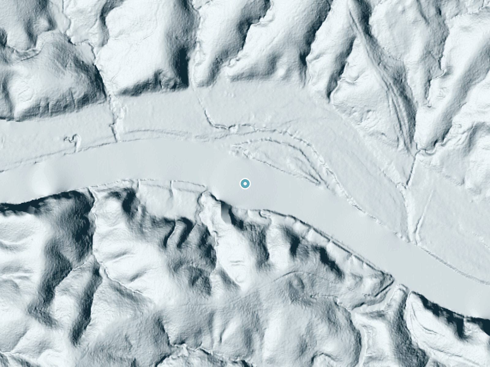 LiDAR bare-earth terrain around Lanier Falls near Mamers, North Carolina