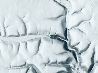 LiDAR terrain view around Bosworth Falls in Tennessee, about 126 feet of drop