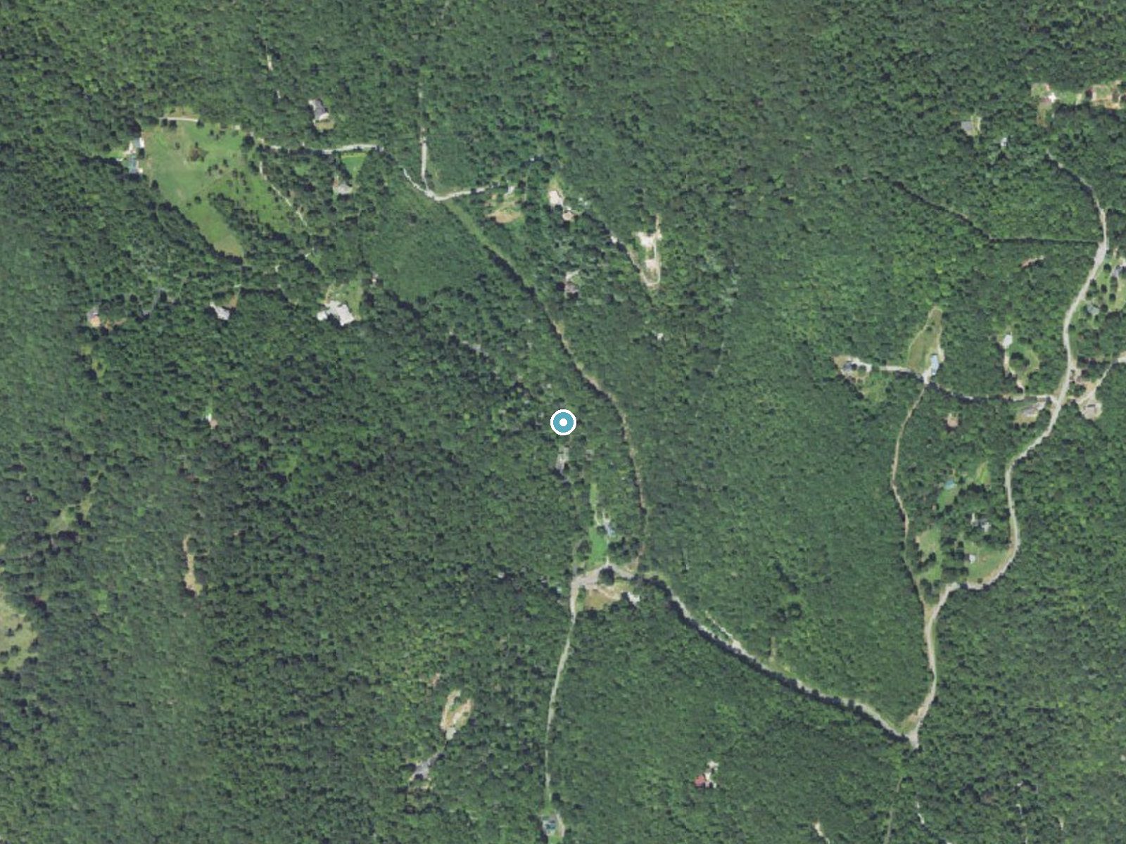 Aerial photo of the same ground around Toms Falls near Gerton, North Carolina, for comparison with the lidar view