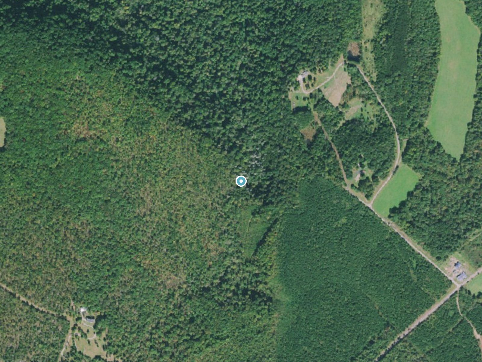 Aerial photo of the same ground around Crystal Falls near Pikeville, Tennessee, for comparison with the lidar view