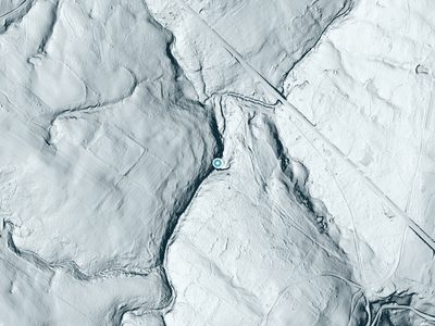 LiDAR terrain view around Morphy Falls in Tennessee, about 61 feet of drop
