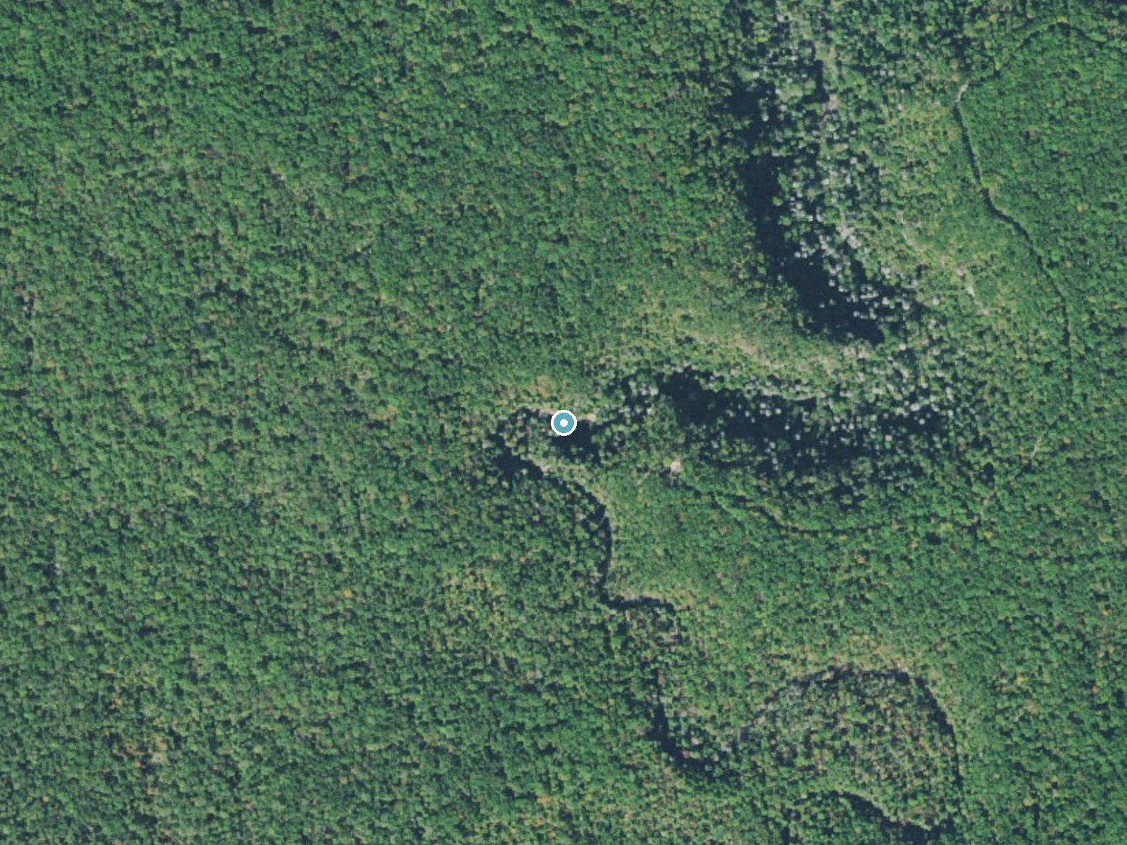 Aerial photo of the same ground around Piney Creek Falls near Spencer, Tennessee, for comparison with the lidar view