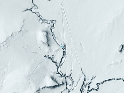 LiDAR terrain view around Chamisa Vega Spring Falls in New Mexico, about 43 feet of drop