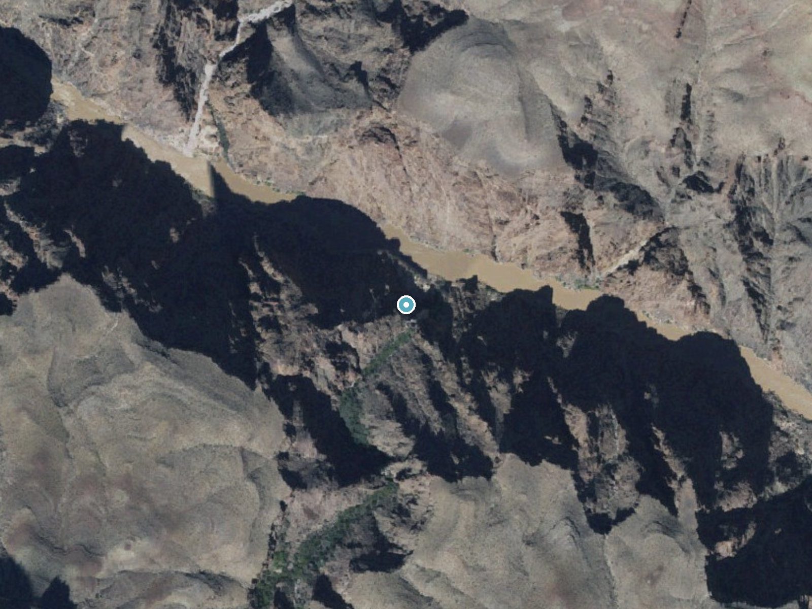 Aerial view of the ground around Travertine Falls near Peach Springs, Arizona