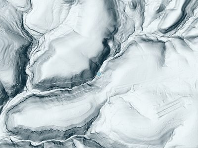 LiDAR terrain view around Bear Pen Falls in Arkansas, about 157 feet of drop