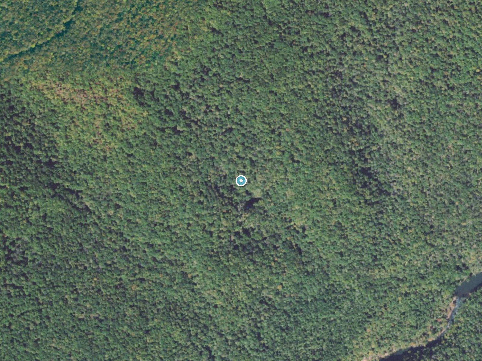 Aerial photo of the same ground around Virgin Falls near Bon Air, Tennessee, for comparison with the lidar view
