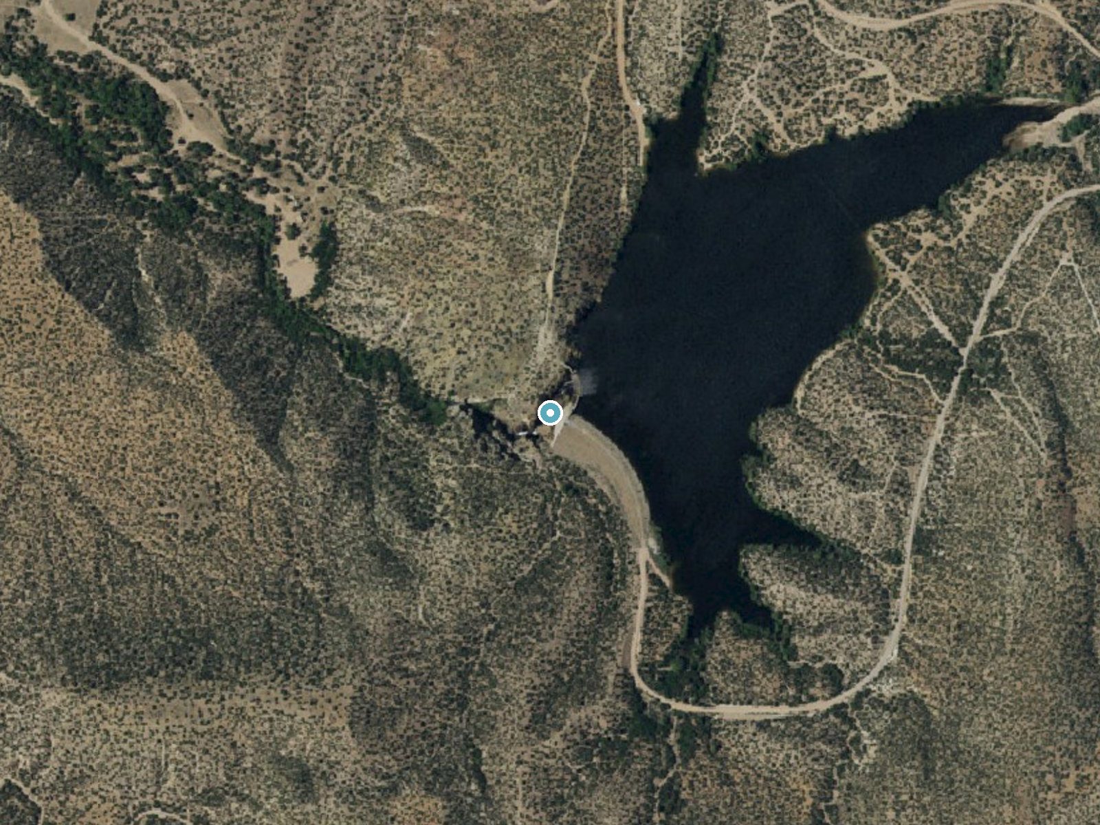 Aerial photo of the same ground around Nambe Falls near Rio en Medio, New Mexico, for comparison with the lidar view