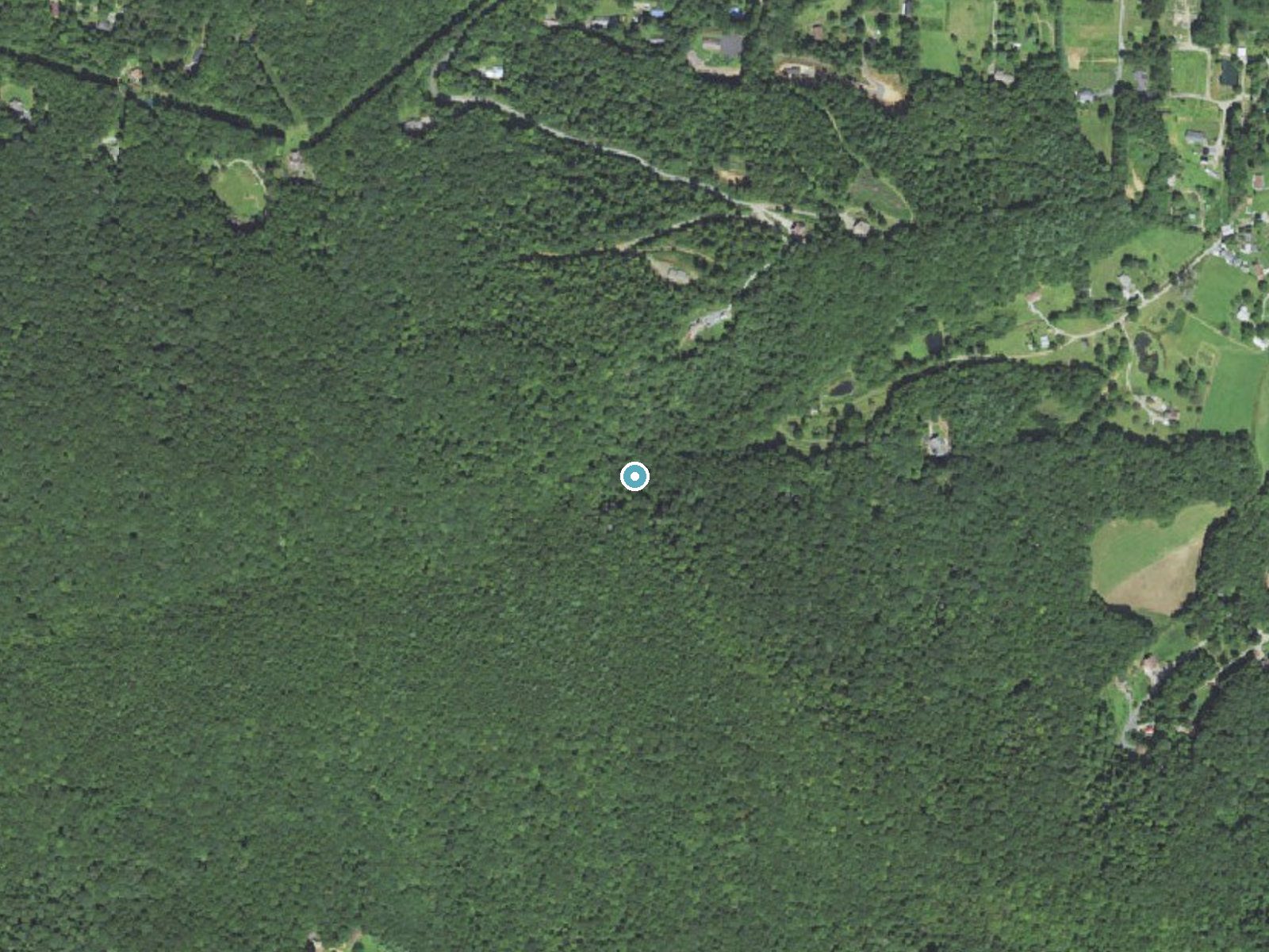 Aerial photo of the same ground around Roaring Spout Falls near Burnsville, North Carolina, for comparison with the lidar view