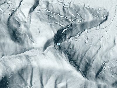 LiDAR terrain view around Roaring Spout Falls in North Carolina, about 273 feet of drop