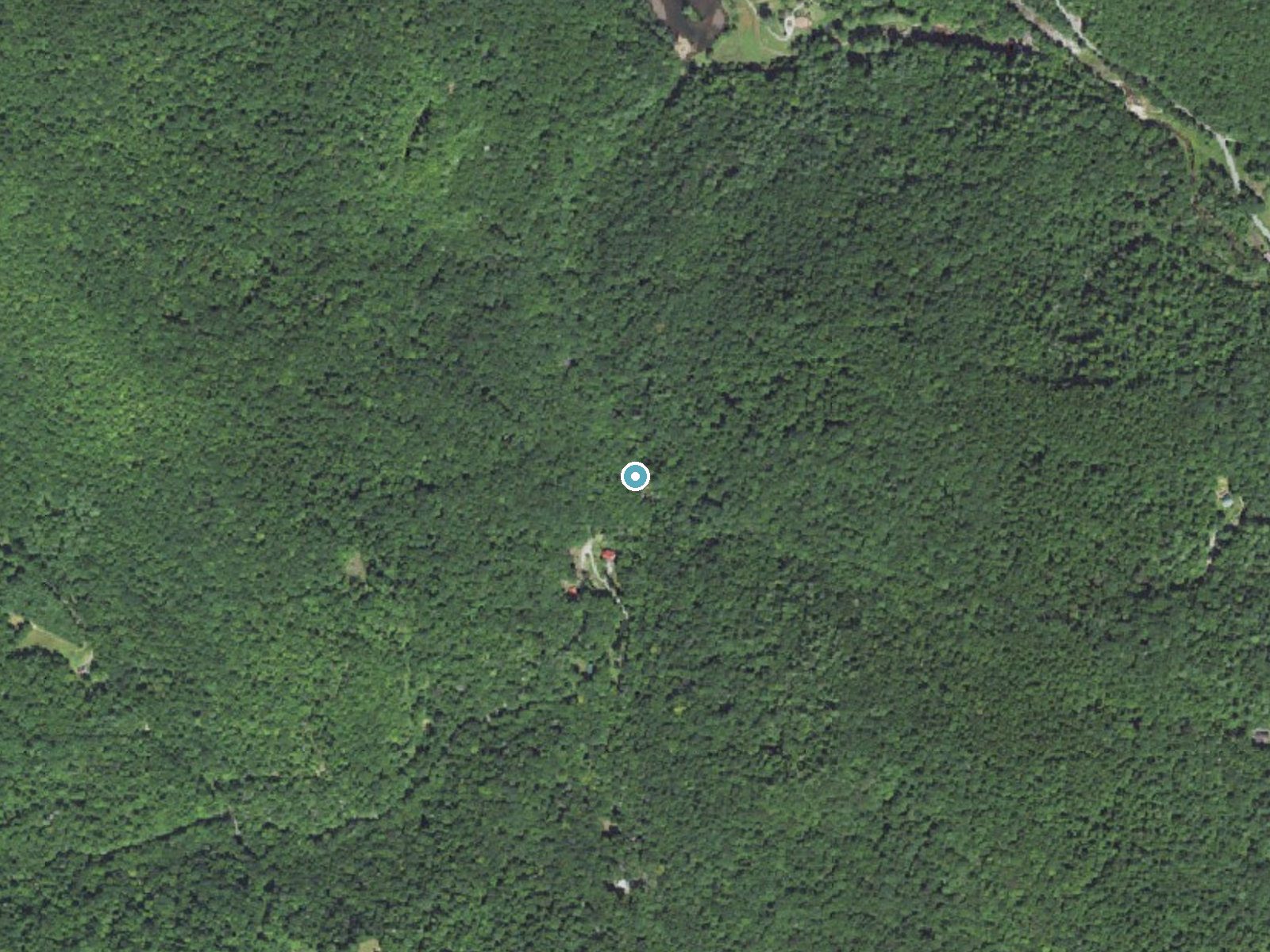 Aerial photo of the same ground around Murphy Falls near Spruce Pine, North Carolina, for comparison with the lidar view