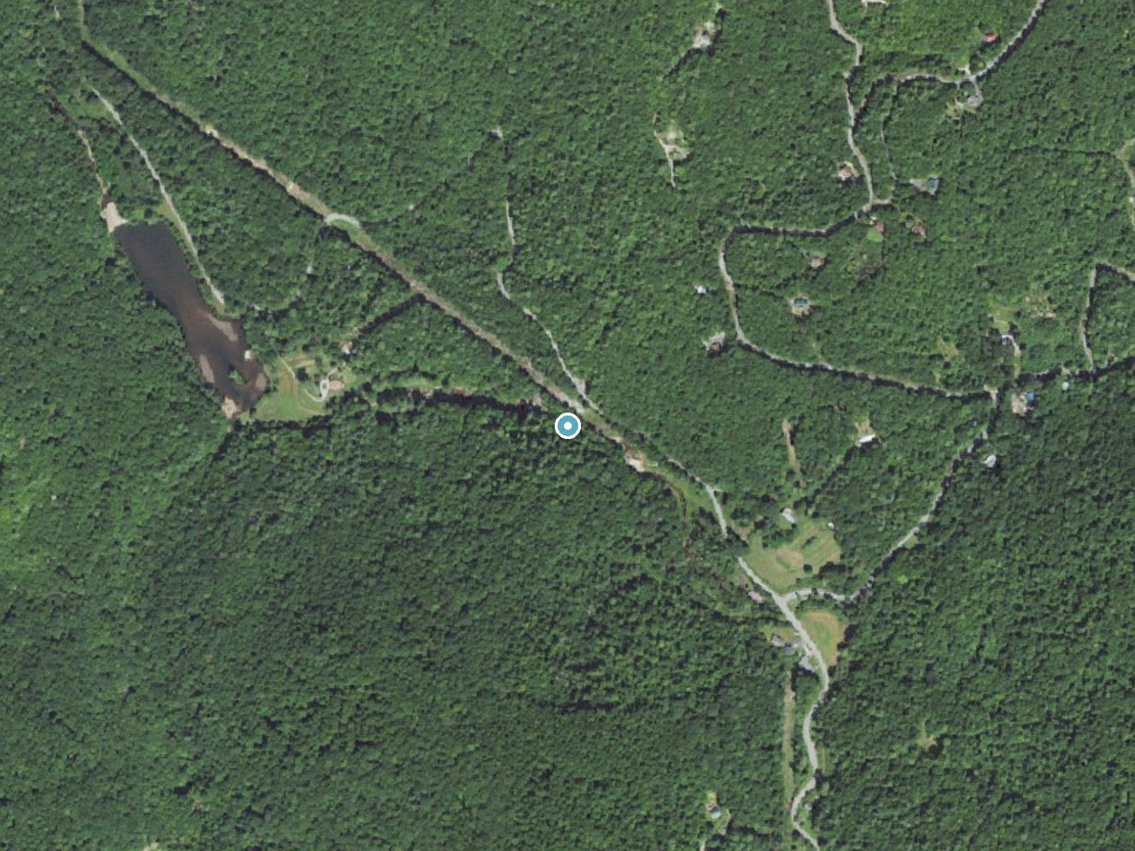 Aerial photo of the same ground around Crabtree Falls near Spruce Pine, North Carolina, for comparison with the lidar view