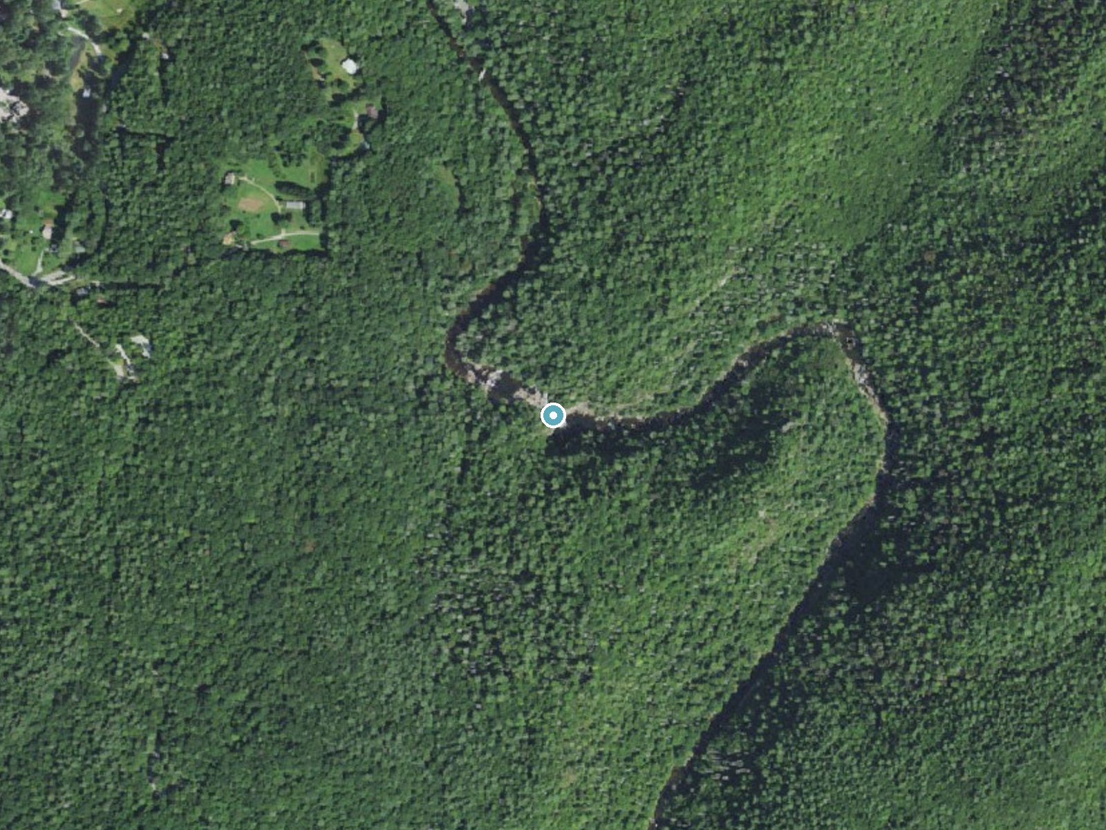 Aerial photo of the same ground around Linville Falls near Crossnore, North Carolina, for comparison with the lidar view