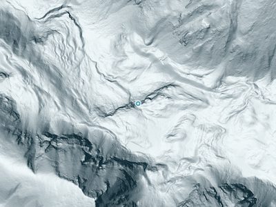 LiDAR terrain view around Rio Quemado Falls in New Mexico, about 257 feet of drop