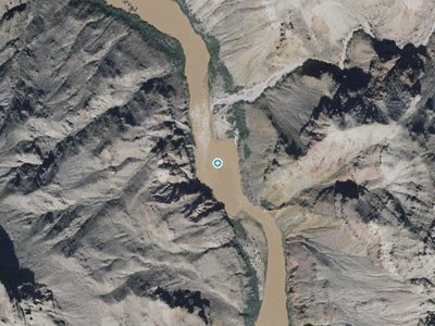 Aerial view around Two Hundred and Fivemile Rapids in Arizona