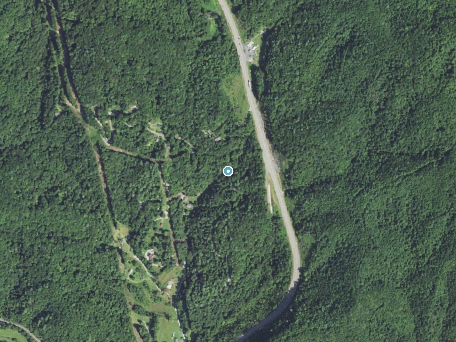 Aerial photo of the same ground around Silvervale Falls near Blowing Rock, North Carolina, for comparison with the lidar view