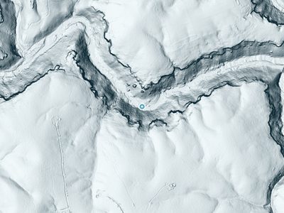 LiDAR terrain view around Double Drop Falls in Tennessee, about 108 feet of drop