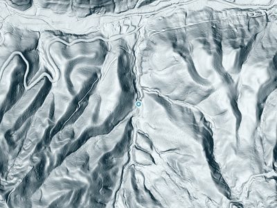 LiDAR terrain view around Flatrock Falls in Tennessee, about 117 feet of drop