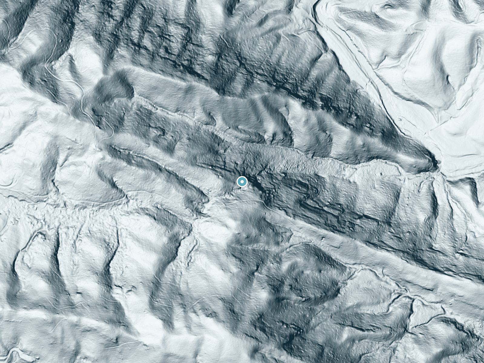 LiDAR bare-earth terrain around Jones Falls near Elk Park, Tennessee, showing about 259 feet of drop, a steep tiered drop, facing northeast