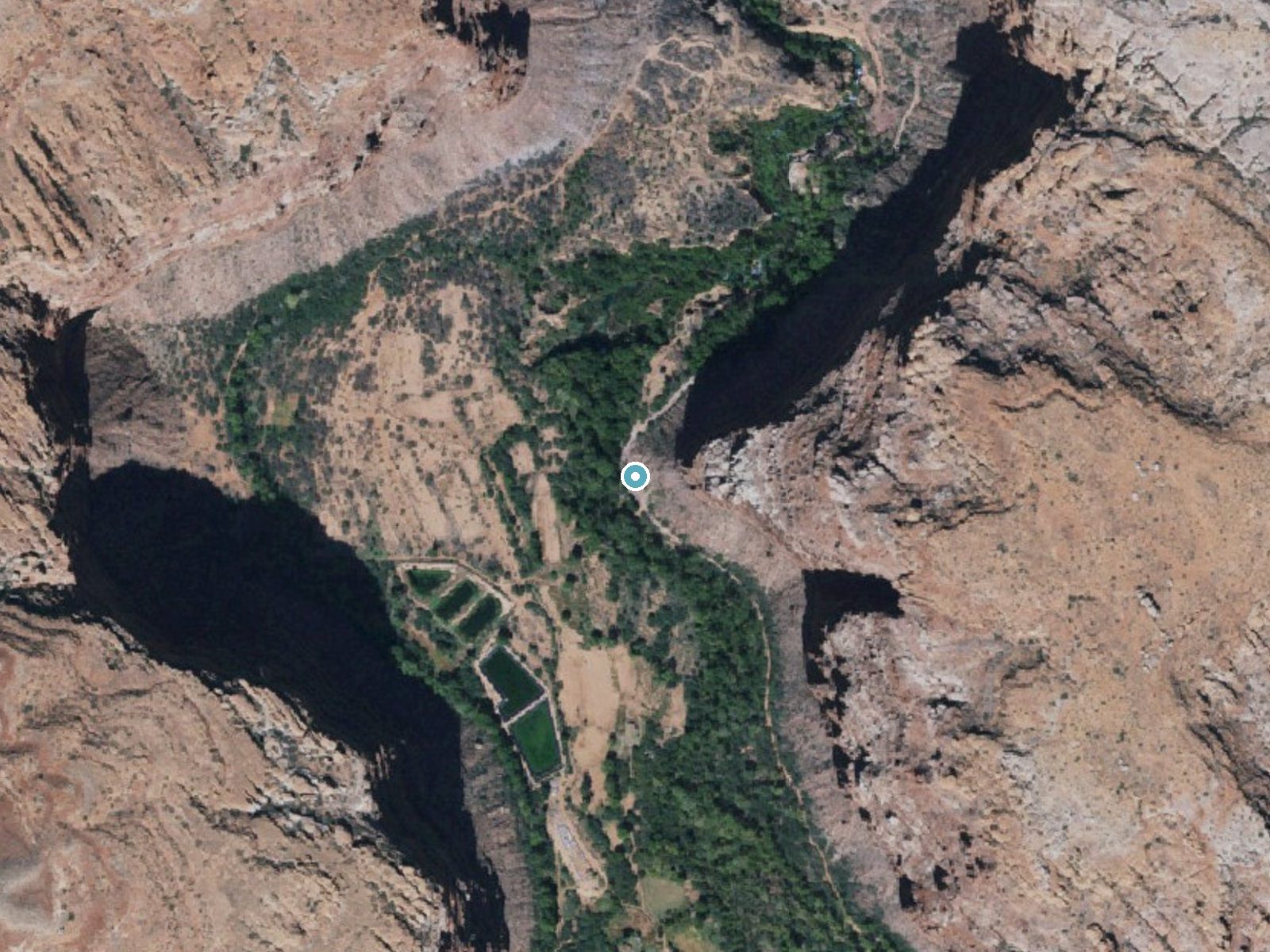 Aerial photo of the same ground around Fiftyfoot Falls near Kaibab, Arizona, for comparison with the lidar view