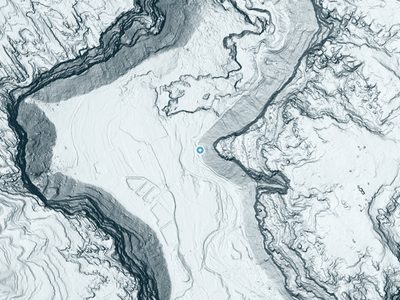 LiDAR terrain view around Fiftyfoot Falls in Arizona, about 342 feet of drop