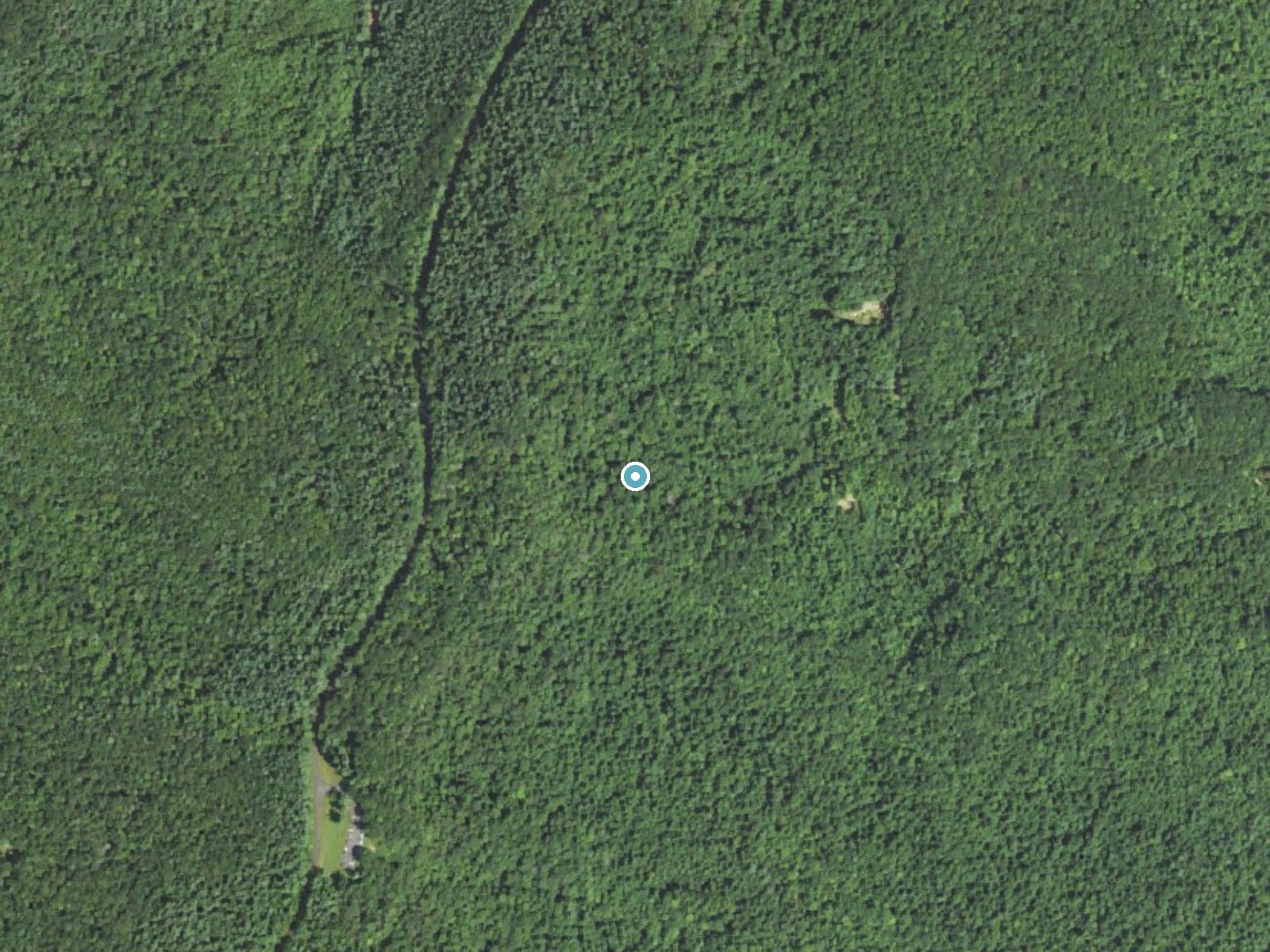 Aerial photo of the same ground around Cascade Falls near West Jefferson, North Carolina, for comparison with the lidar view