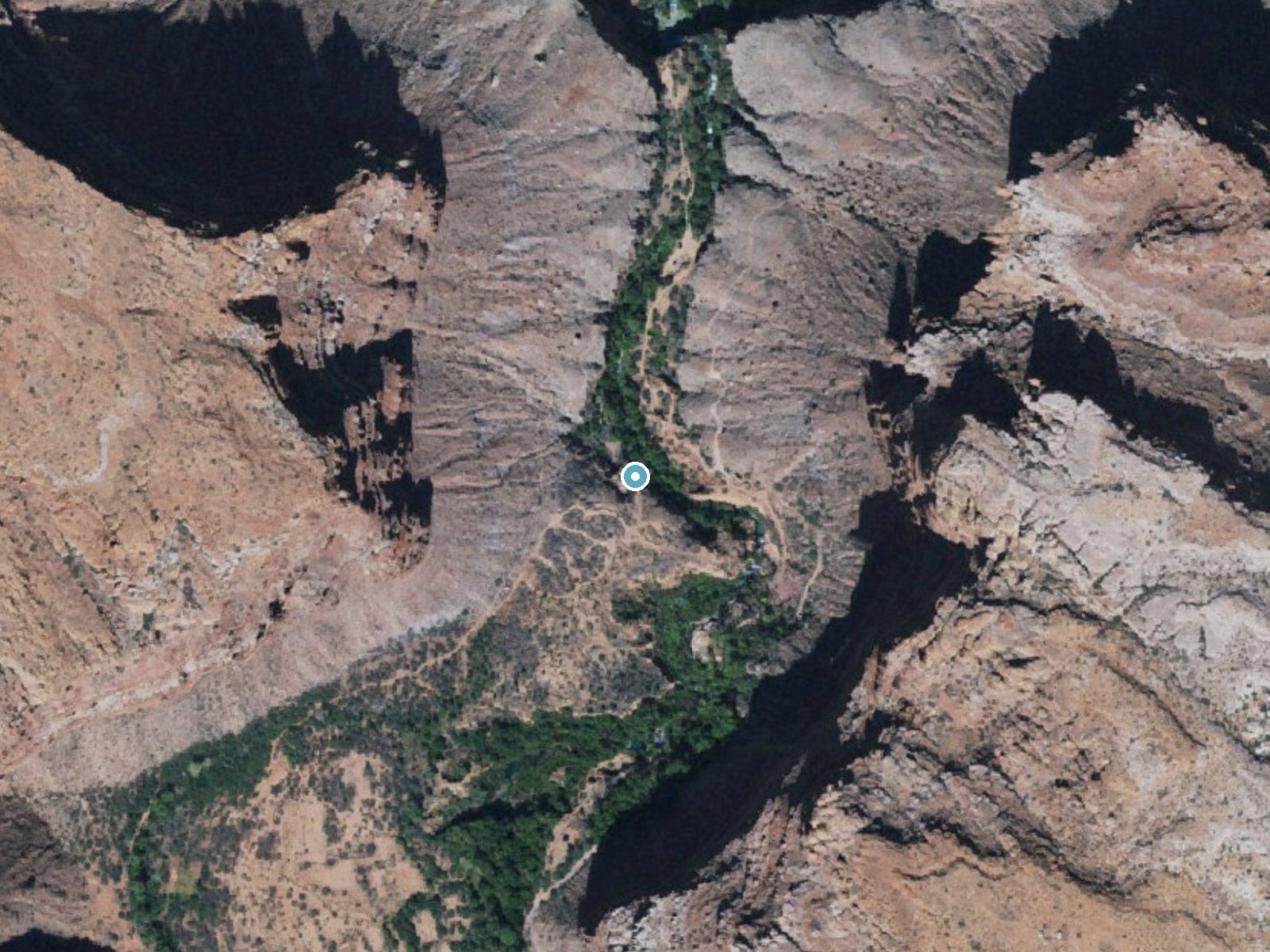 Aerial photo of the same ground around Navajo Falls near Kaibab, Arizona, for comparison with the lidar view