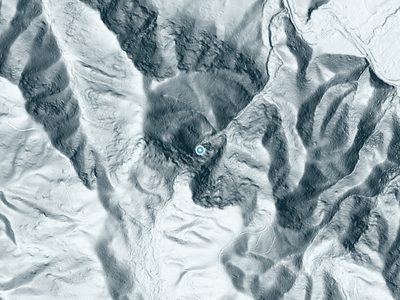 LiDAR terrain view around Coon Den Falls in Tennessee, about 338 feet of drop