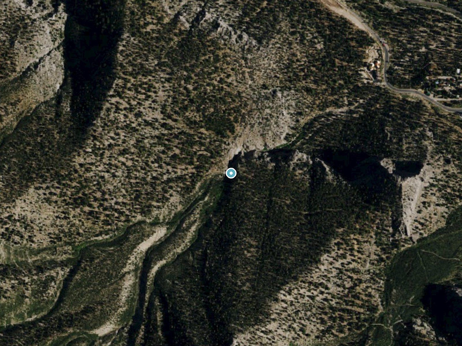 Aerial photo of the same ground around Little Falls near Mount Charleston, Nevada, for comparison with the lidar view