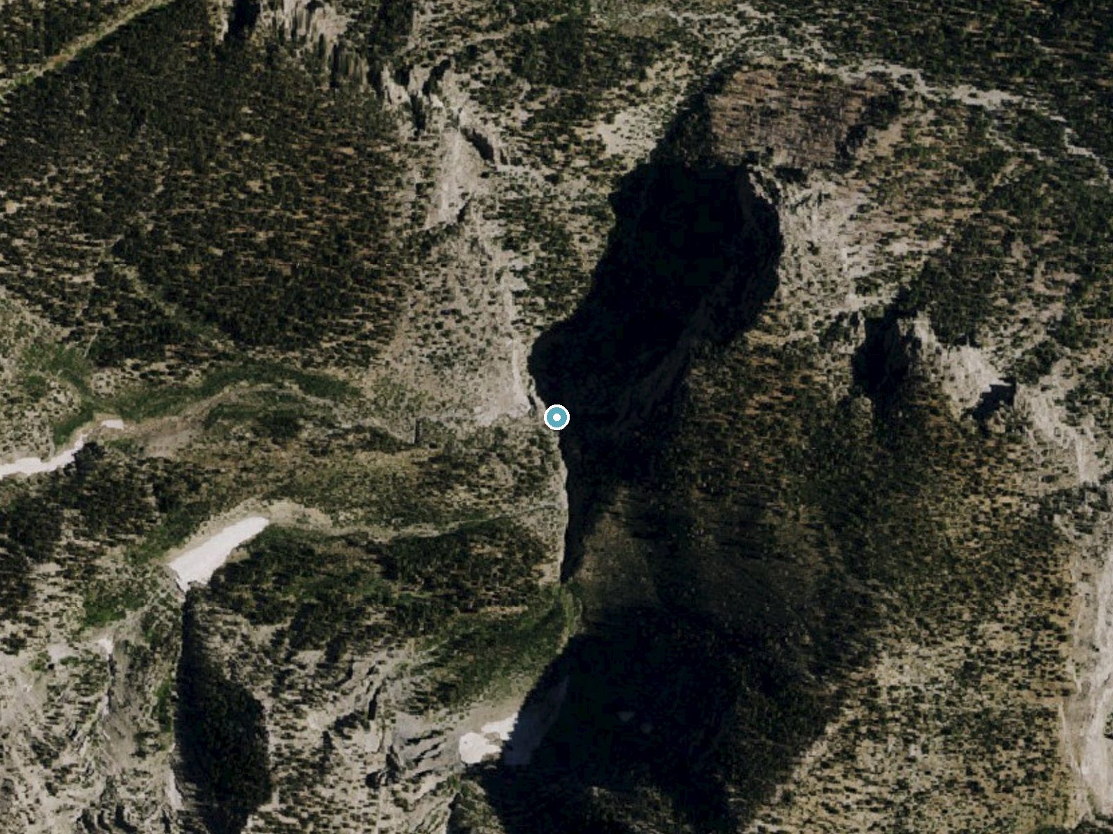 Aerial photo of the same ground around Big Falls near Mount Charleston, Nevada, for comparison with the lidar view