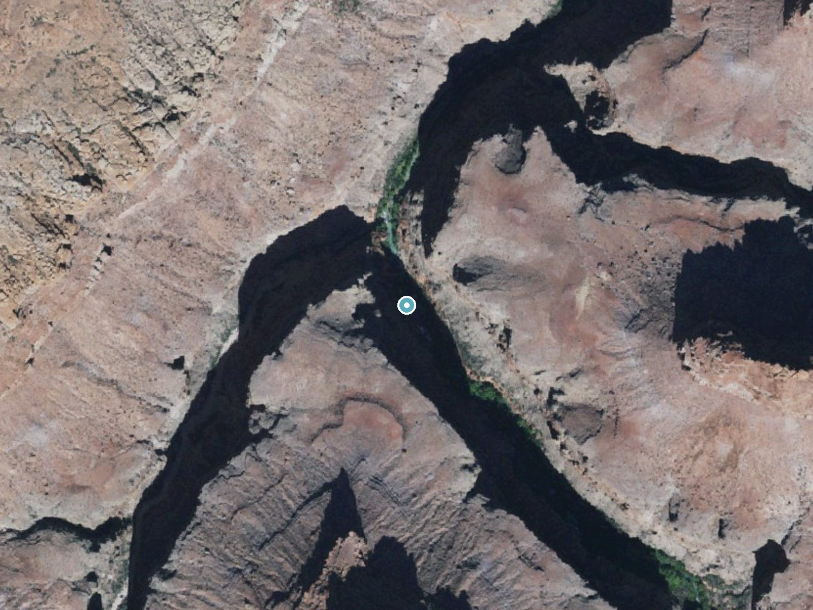 Aerial photo of the same ground around Beaver Falls near Kaibab, Arizona, for comparison with the lidar view