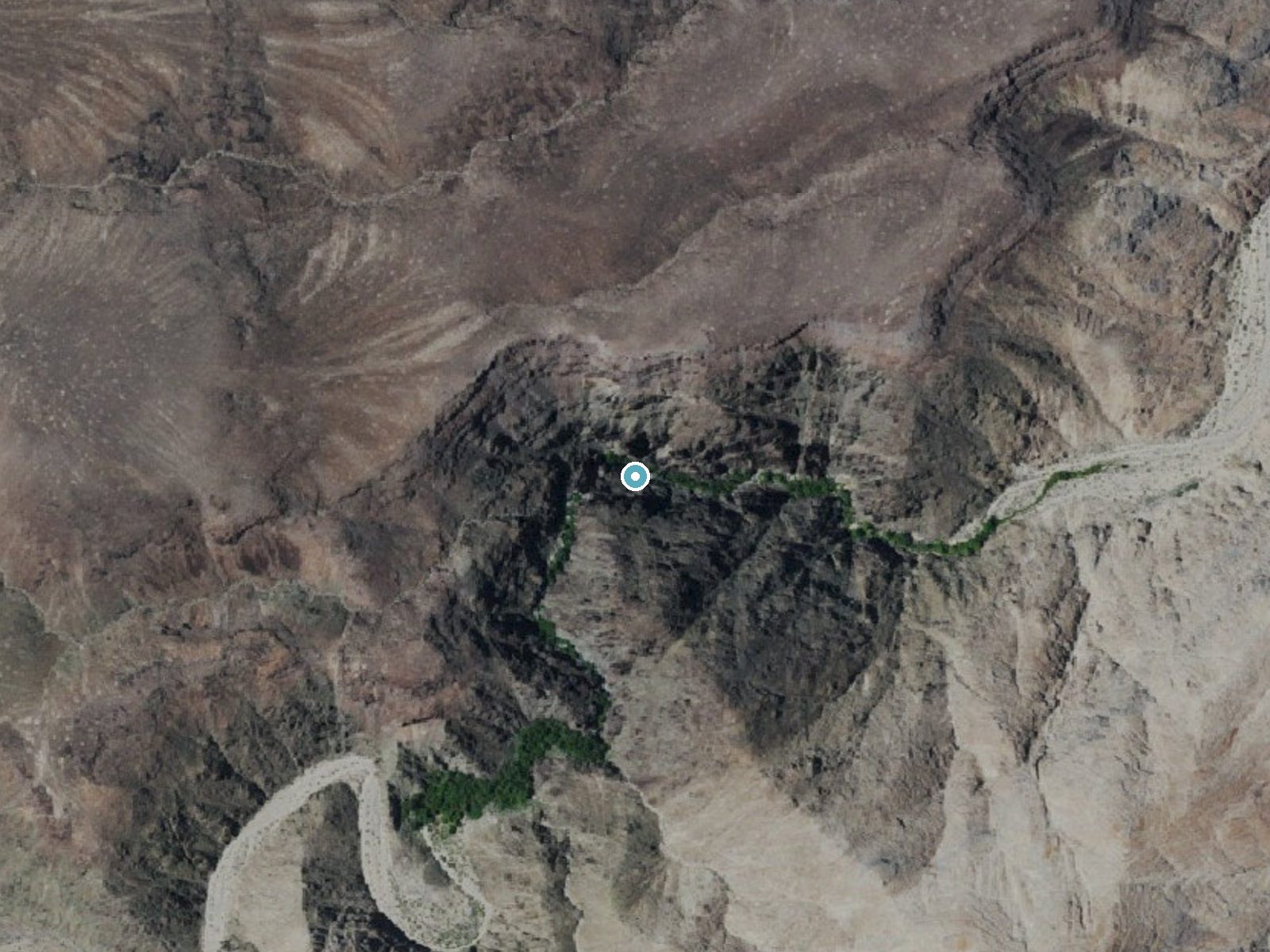 Aerial photo of the same ground around Darwin Falls near Darwin, California, for comparison with the lidar view
