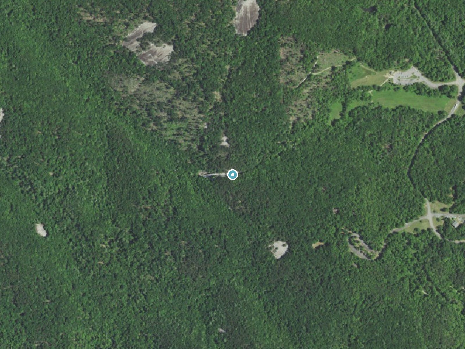 Aerial photo of the same ground around Little Falls near Sparta, North Carolina, for comparison with the lidar view