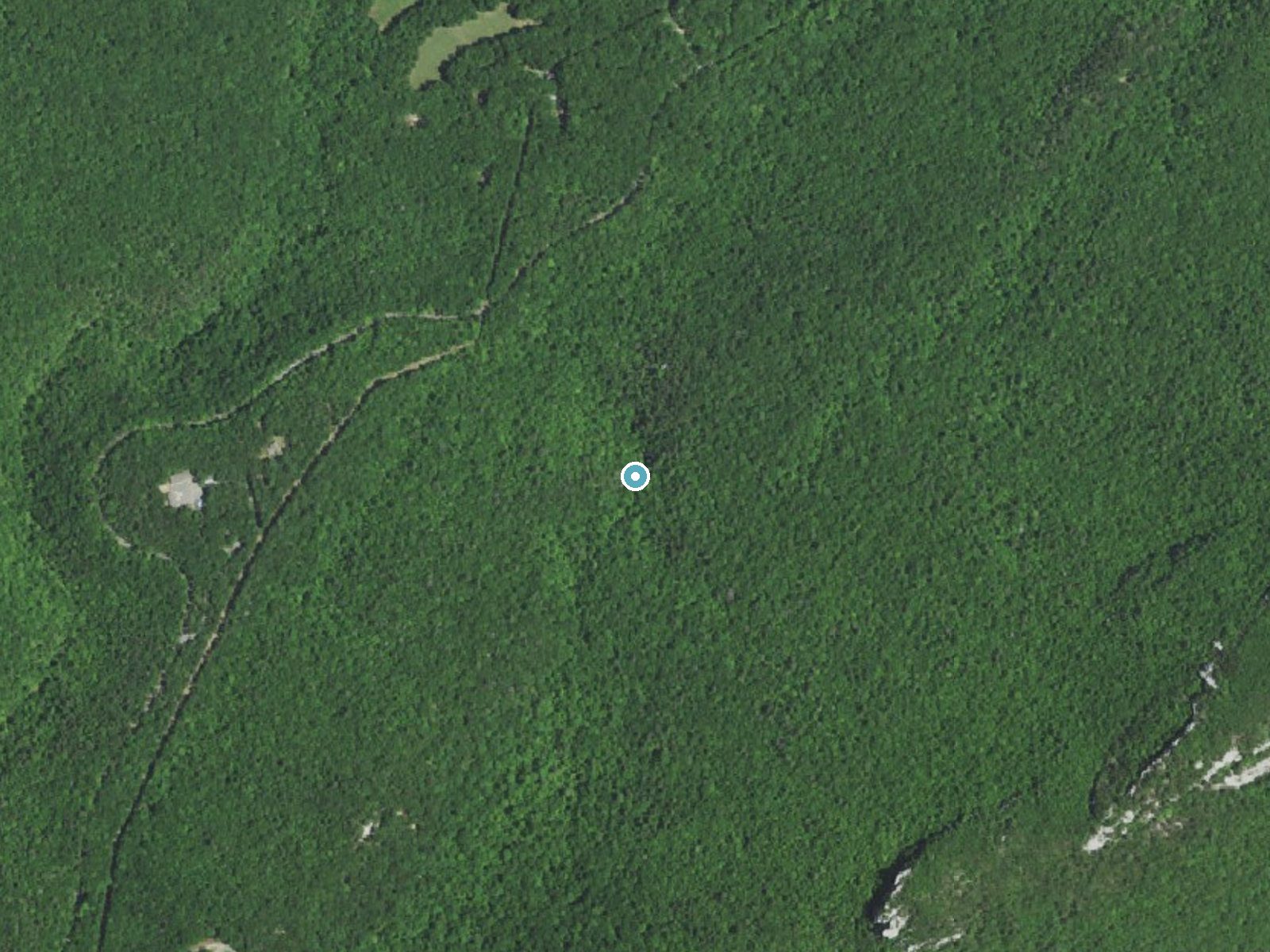 Aerial photo of the same ground around Window Falls near Danbury, North Carolina, for comparison with the lidar view