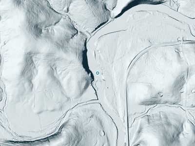 LiDAR terrain view around Saddler Falls in Arkansas, about 65 feet of drop