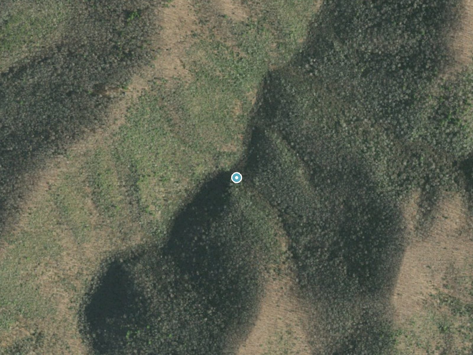 Aerial photo of the same ground around Gentry Creek Falls near Damascus, Tennessee, for comparison with the lidar view