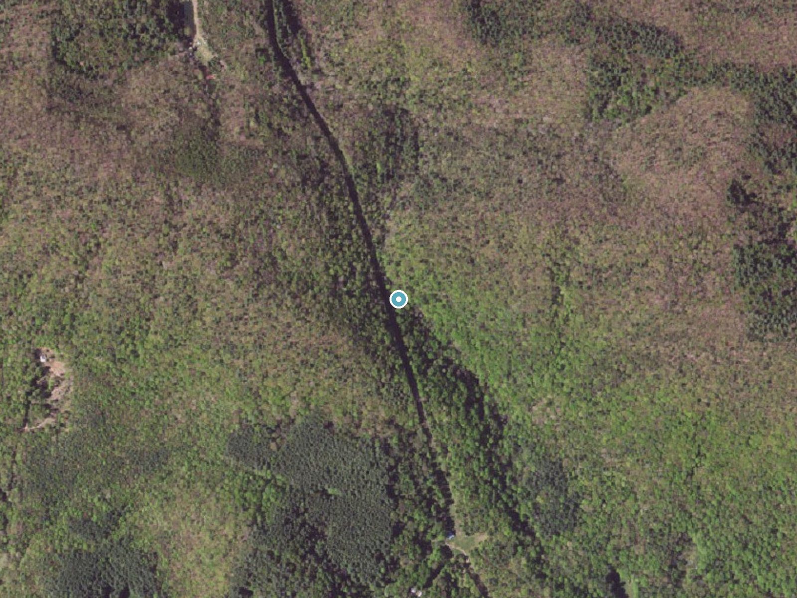 Aerial photo of the same ground around The Falls near Stevens Creek, Virginia, for comparison with the lidar view