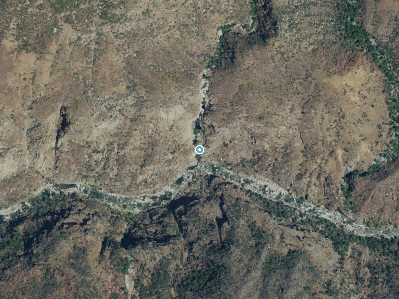 Aerial photo of the same ground around Garlic Falls near Wilsonia, California, for comparison with the lidar view
