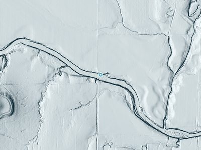 LiDAR terrain view around Osro Falls in Kansas, about 24 feet of drop