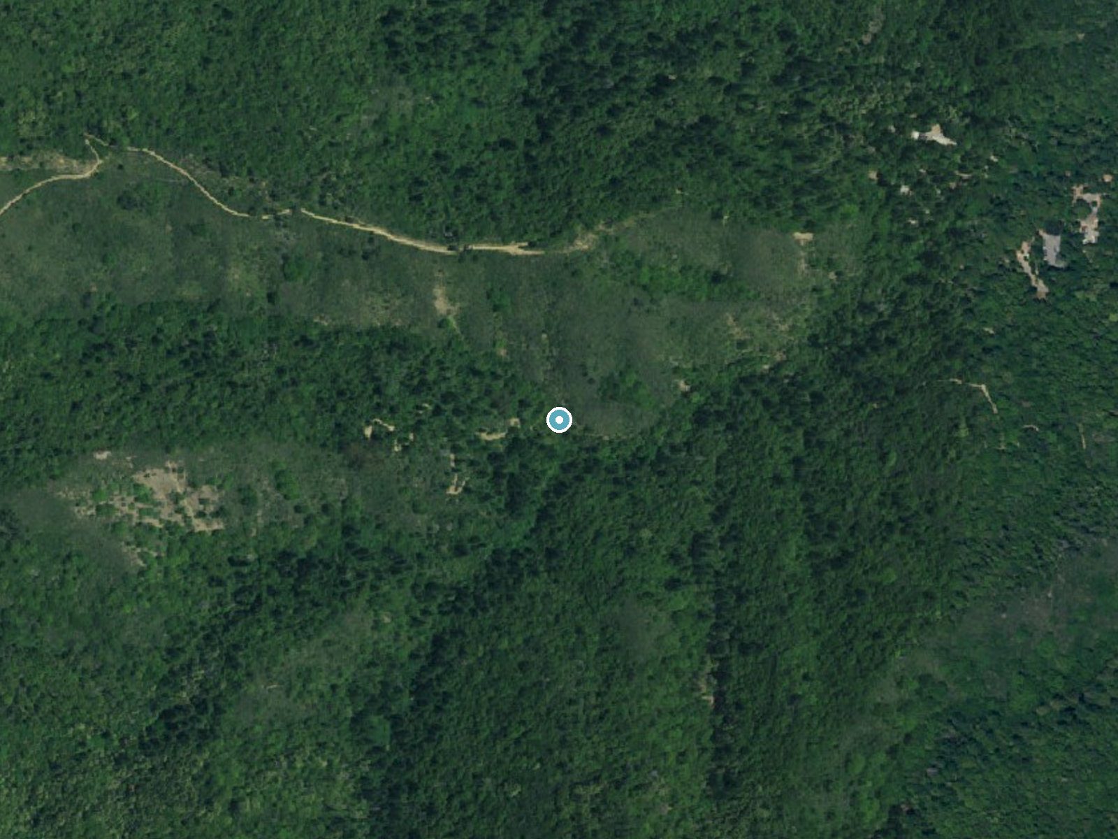 Aerial photo of the same ground around Black Rock Falls near Corralitos, California, for comparison with the lidar view
