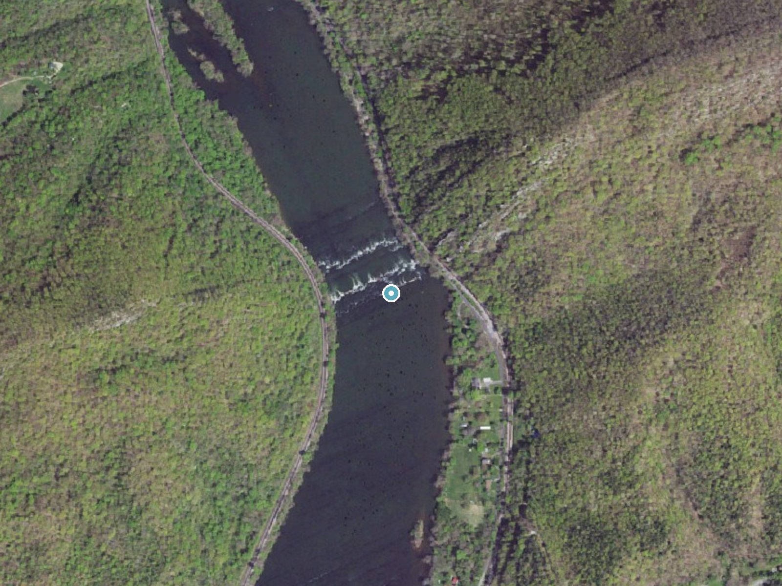 Aerial photo of the same ground around Big Falls near Parrott, Virginia, for comparison with the lidar view