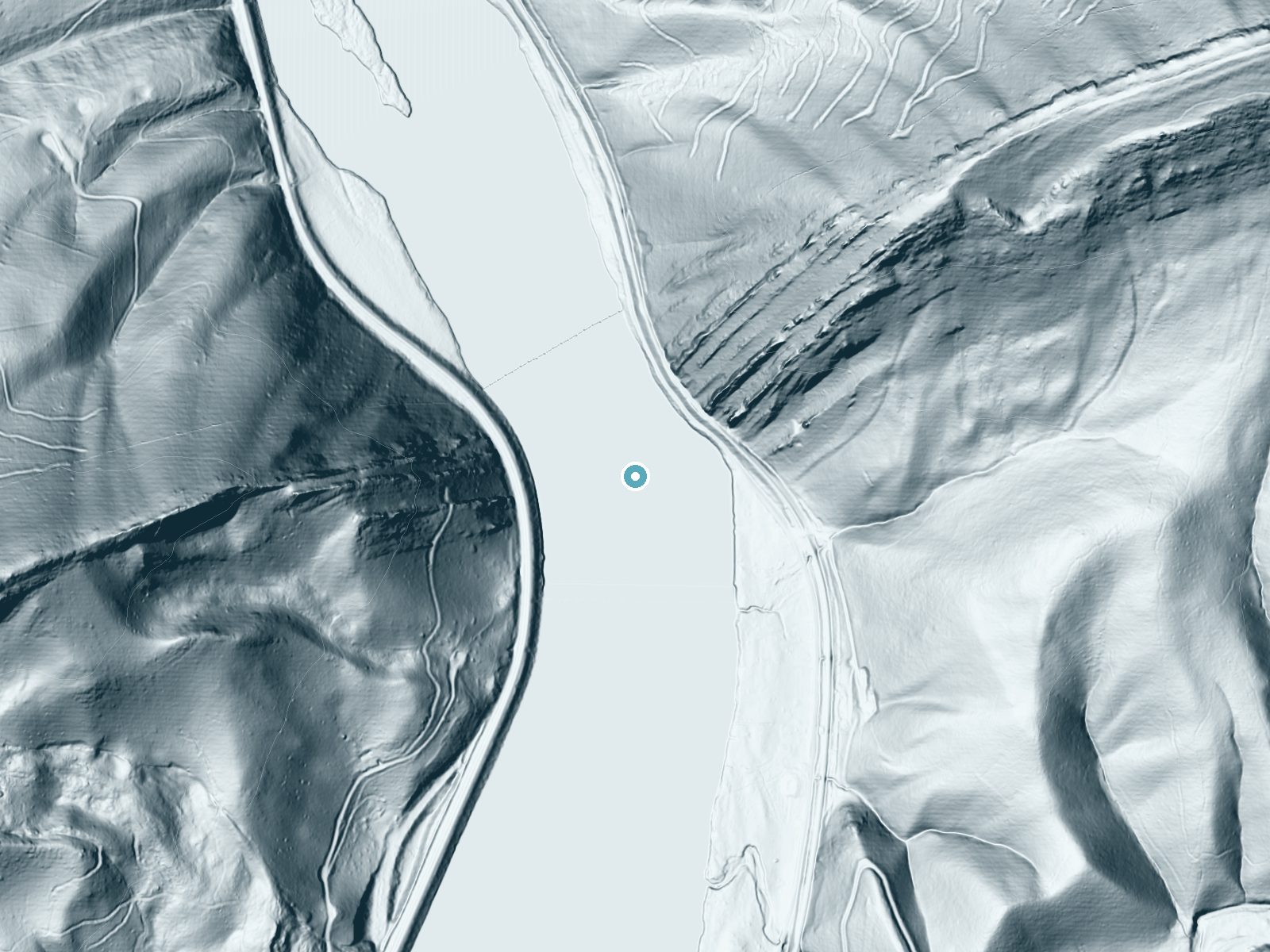 LiDAR bare-earth terrain around Big Falls near Parrott, Virginia