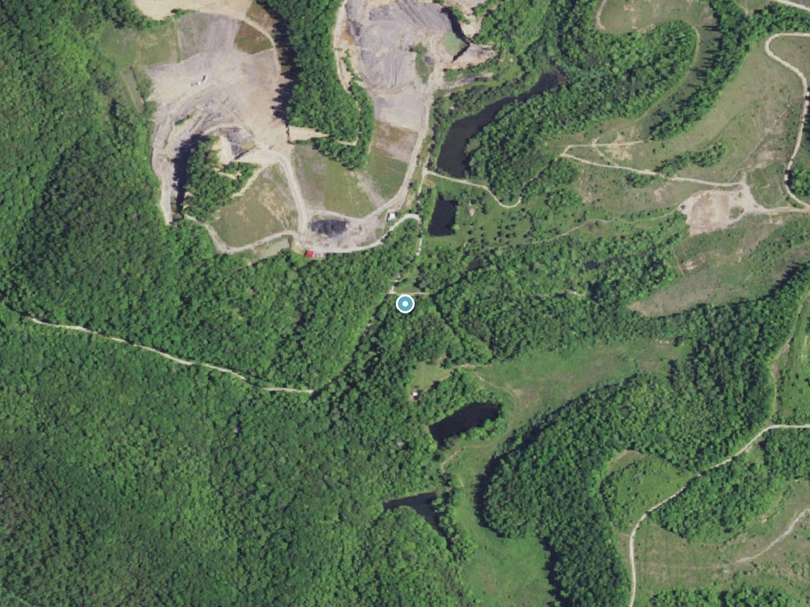 Aerial photo of the same ground around Falls of Buffalo near Buckhorn, Kentucky, for comparison with the lidar view