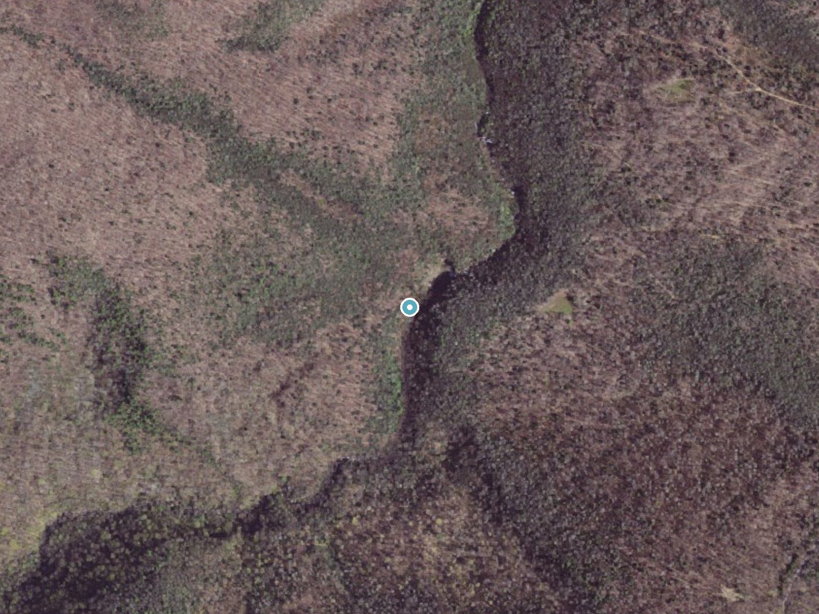 Aerial photo of the same ground around Cascades near Pembroke, Virginia, for comparison with the lidar view
