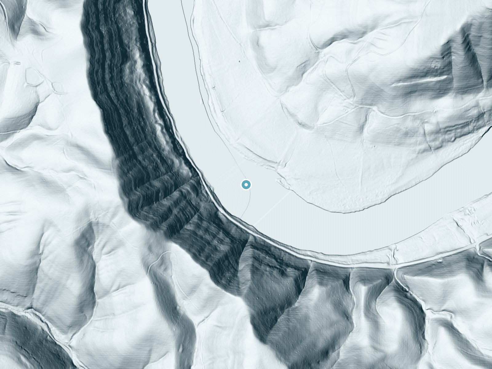 LiDAR bare-earth terrain around Wylie Falls near Glen Lyn, Virginia