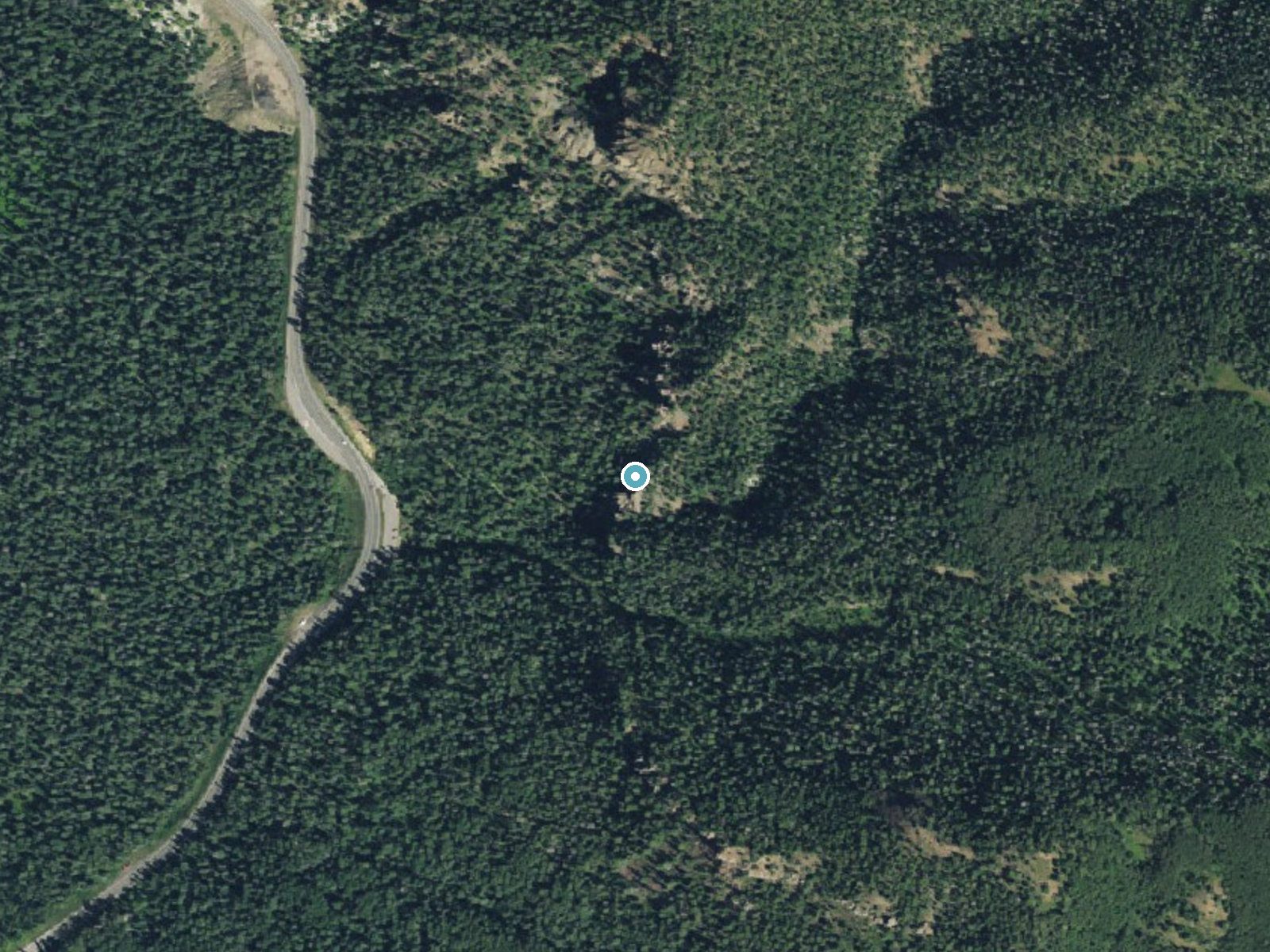 Aerial photo of the same ground around Treasure Falls near Piedra, Colorado, for comparison with the lidar view