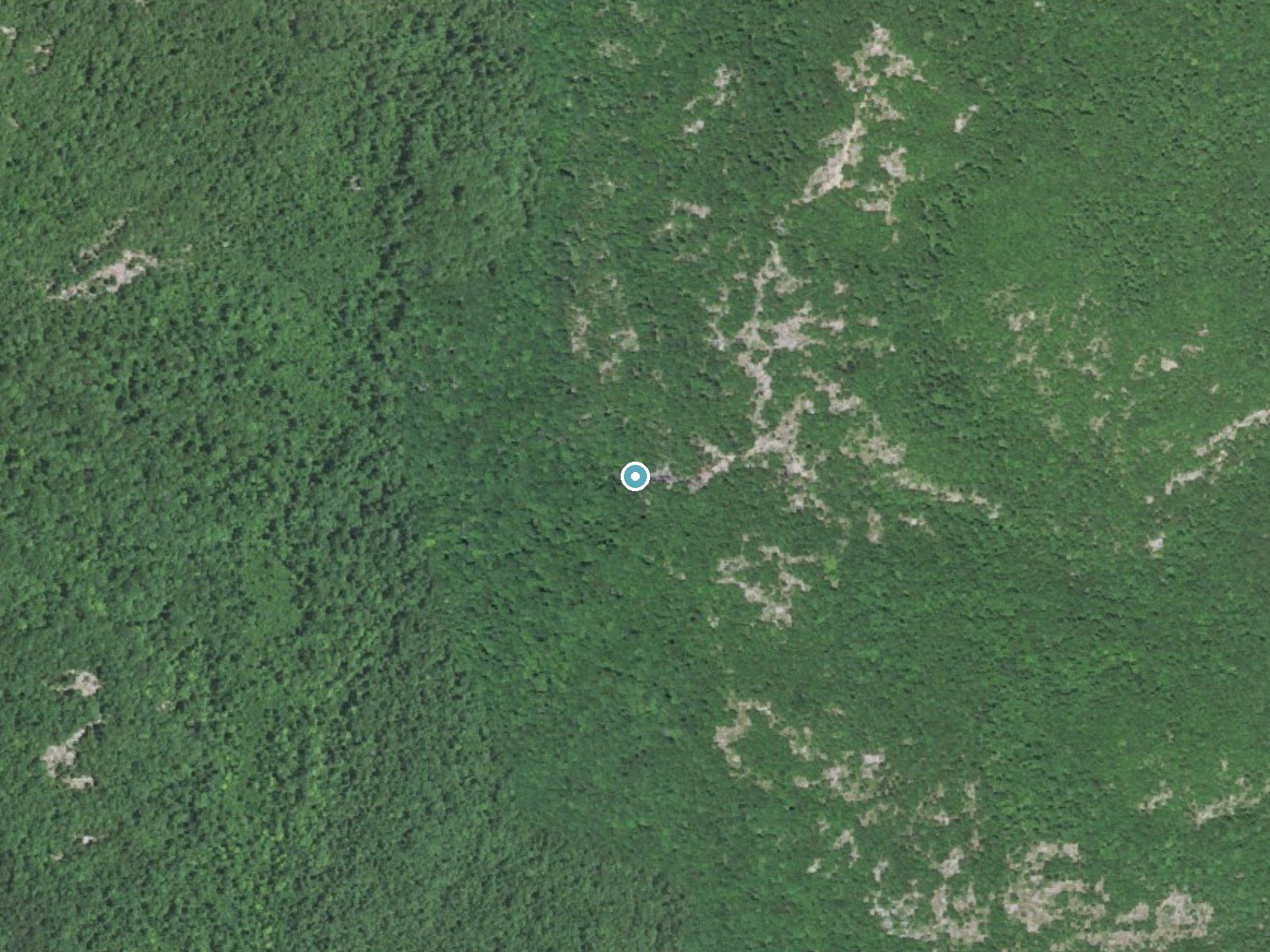 Aerial photo of the same ground around Mina Sauk Falls near Arcadia, Missouri, for comparison with the lidar view