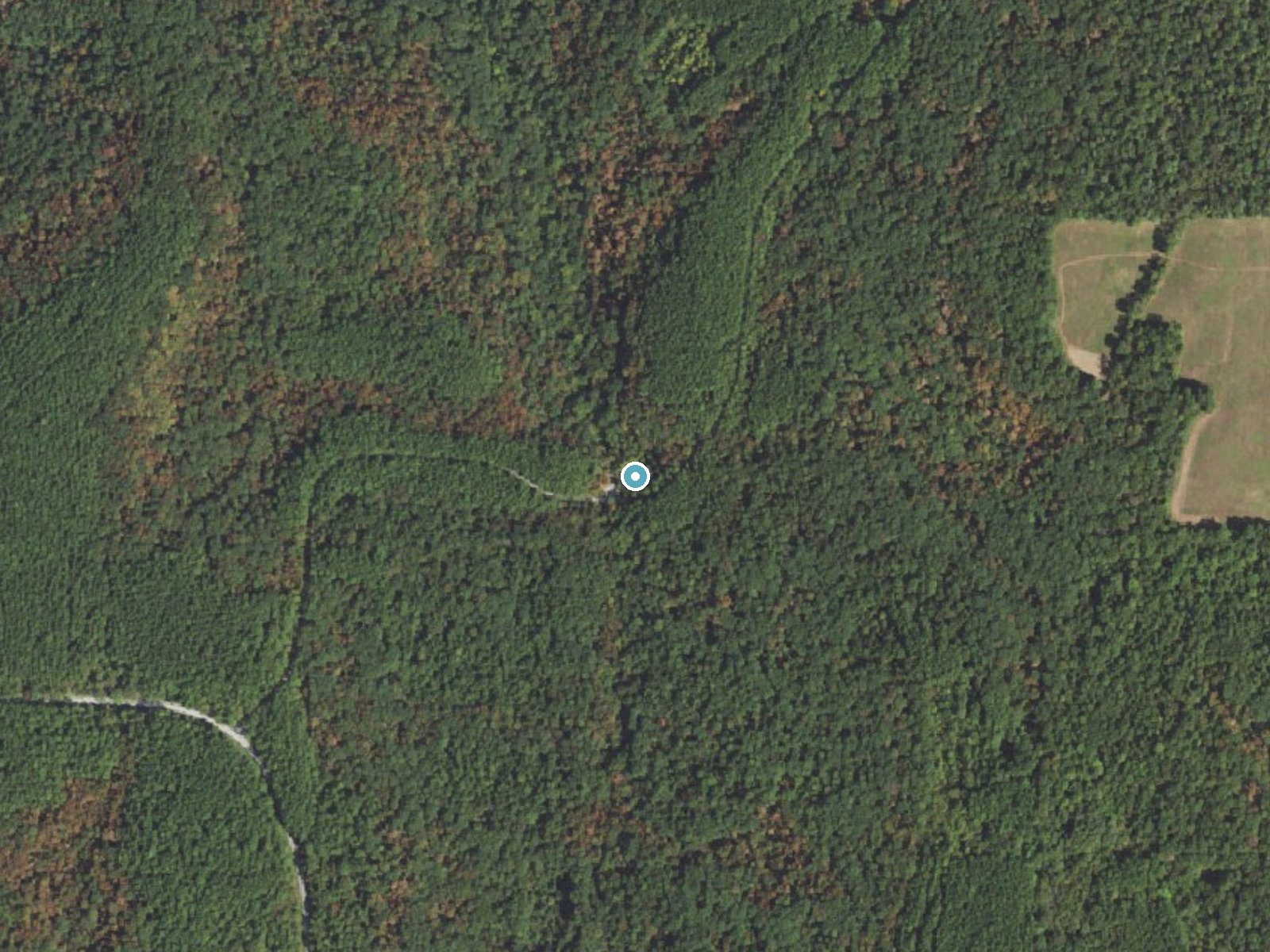 Aerial photo of the same ground around Burden Falls near Stonefort, Illinois, for comparison with the lidar view